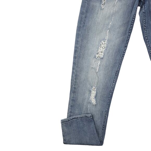 STS Blue Jeans Womens 3 Low Rise Tapered Leg Distressed Medium Wash Denim - Picture 5 of 14